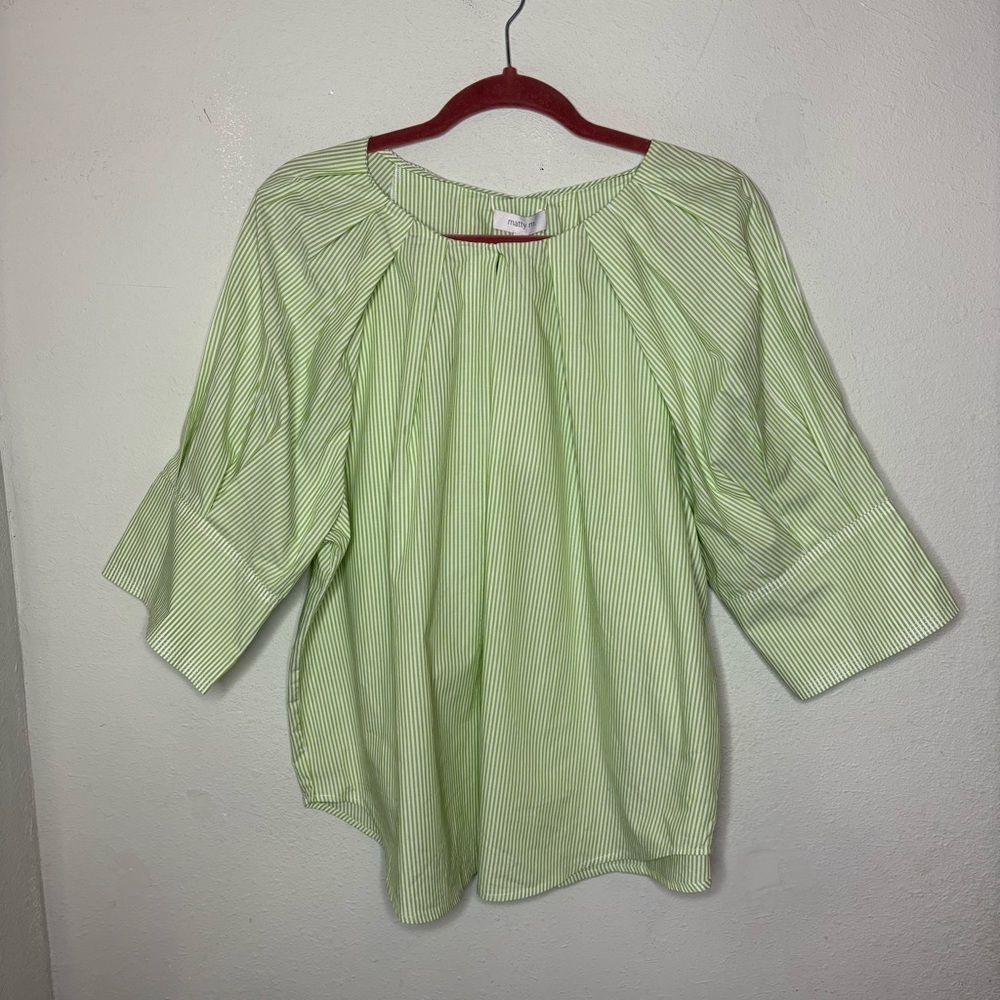 New with Tags Matty M Mint Green Pinstripe Blouse XL